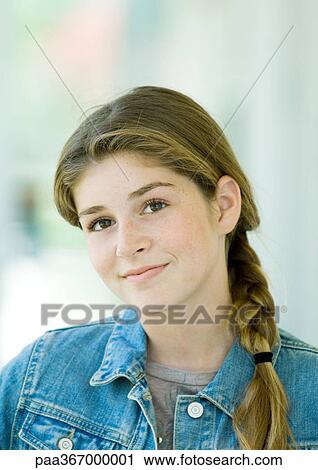 Stock Image - Preteen girl, portrait. Fotosearch