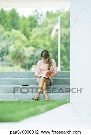 College student studying on steps View Large Photo Image Stock Image - College student studying on steps. Fotosearch