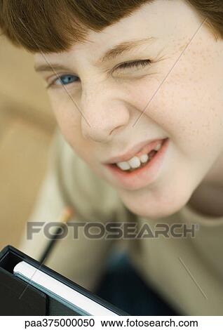 Boy winking View Large Photo Image Stock Image - Boy winking. Fotosearch