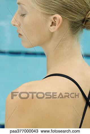 Woman by pool, close-up of shoulder View Large Photo Image Stock Image - Woman by pool, close-up of shoulder. Fotosearch