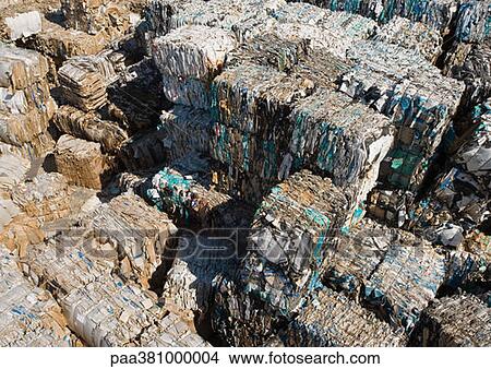 Picture - Bales of used paper. Fotosearch