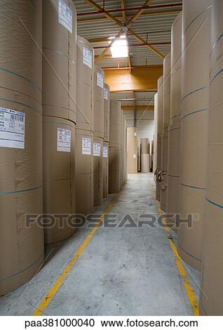 Stock Image - Rolls of paper in warehouse. Fotosearch