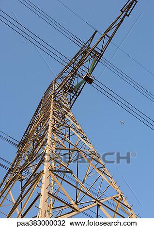 Electric pylon, low angle view View Large Photo Image Stock Image - Electric pylon, low angle view. Fotosearch