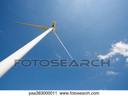 Stock Image - Wind turbine, low angle view. Fotosearch