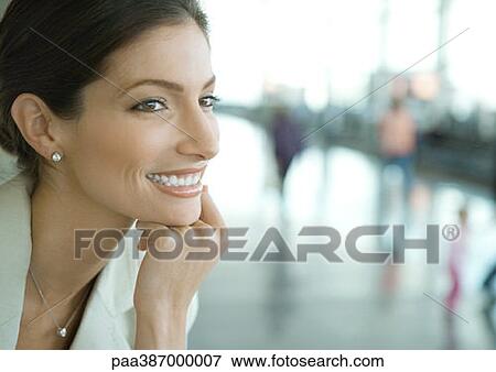 Stock Photo - Woman smiling. Fotosearch