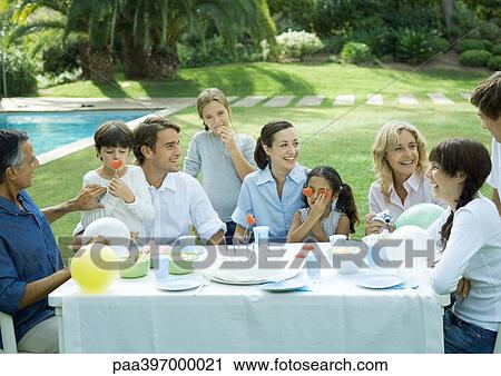 Outdoor birthday party View Large Photo Image Stock Image - Outdoor birthday party. Fotosearch