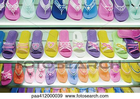 Racks of shoes View Large Photo Image Stock Photo - Racks of shoes. Fotosearch
