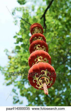 Lanterns hanging from tree View Large Photo Image Stock Photography - Lanterns hanging from tree. Fotosearch