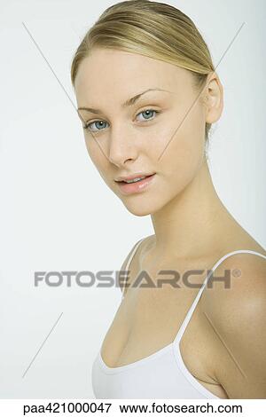 Young woman, looking at camera, portrait View Large Photo Image Stock Photo - Young woman, looking at camera, portrait. Fotosearch