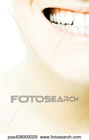 Man's smiling mouth, extreme close-up, cropped view View Large Photo Image Stock Photo - Man's smiling mouth, extreme close-up, cropped view. Fotosearch