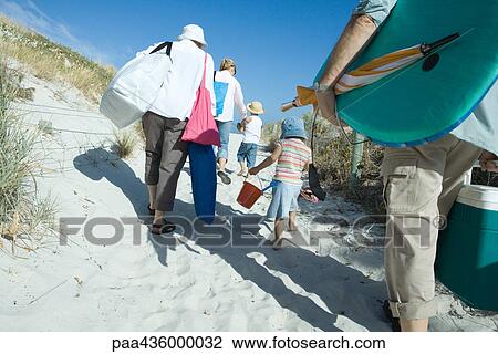 Family walking through dunes, rear view View Large Photo Image Stock Image - Family walking through dunes, rear view. Fotosearch