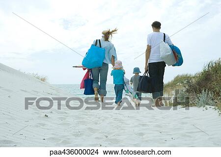 Family walking through dunes to beach View Large Photo Image Picture - Family walking through dunes to beach. Fotosearch