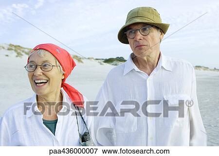 Senior couple on beach View Large Photo Image Stock Photo - Senior couple on beach. Fotosearch