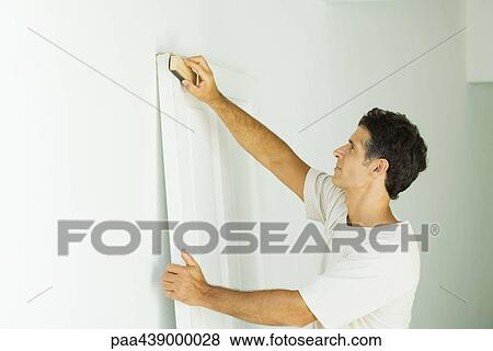 Man sanding door View Large Photo Image Stock Photo - Man sanding door. Fotosearch