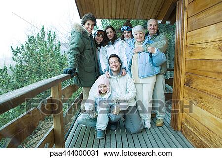 Group on terrace of chalet, portrait View Large Photo Image Stock Image - Group on terrace of chalet, portrait. Fotosearch