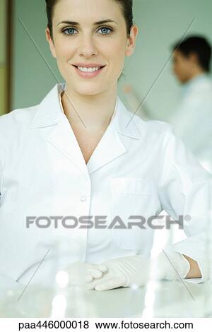 Stock Photo - Young scientific researcher, portrait. Fotosearch