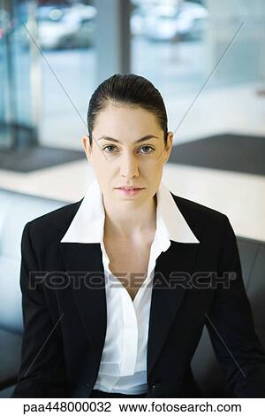 Businesswoman, looking at camera, front view, portrait View Large Photo Image Stock Image - Businesswoman, looking at camera, front view, portrait. Fotosearch