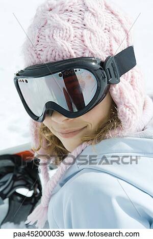 Preteen girl wearing ski gear, smiling at camera, portrait View Large Photo Image Stock Photography - Preteen girl wearing ski gear, smiling at camera, portrait. Fotosearch