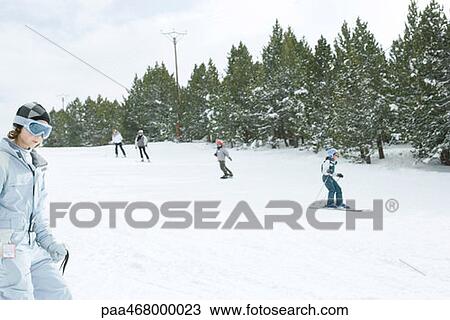 Skiers on slope View Large Photo Image Stock Image - Skiers on slope. Fotosearch