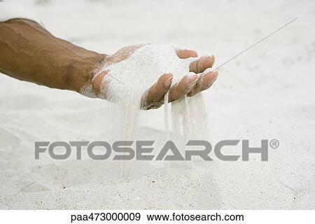 Man holding handful of sand, cropped view of hand View Large Photo Image Stock Photo - Man holding handful of sand, cropped view of hand. Fotosearch