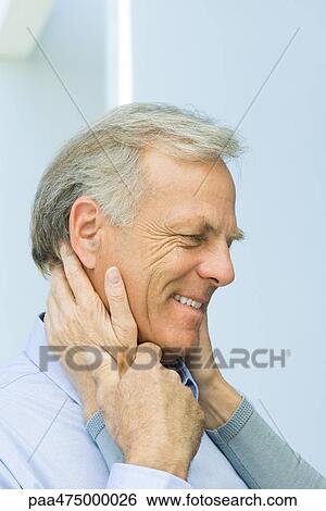 Mature man with wife's hands on his face, cropped view View Large Photo Image Stock Photograph - Mature man with wife's hands on his face, cropped view. Fotosearch