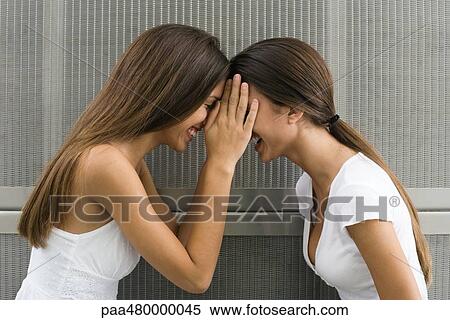 Twin sisters face to face, touching foreheads, side view View Large Photo Image Stock Photography - Twin sisters face to face, touching foreheads, side view. Fotosearch
