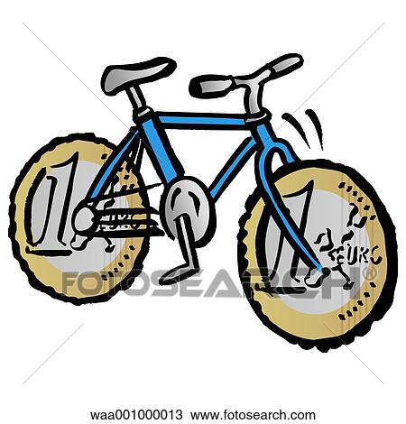 Drawing - bicycles, change, upheaval, evolution, 2002, one, numbers. Fotosearch
