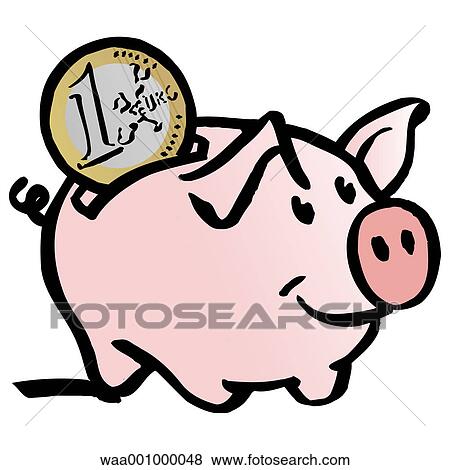 Stock Illustration - moneyboxes, change, upheaval, evolution, 2002, save. Fotosearch
