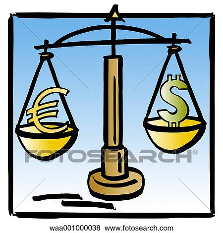 Stock Illustration - scales, finances, dollars, world, international, banking, transactions. Fotosearch
