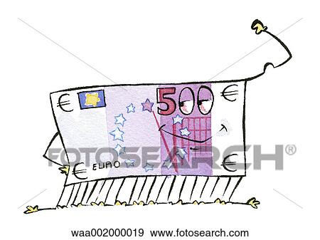 Stock Illustration - drawings, five, hundreds, numbers, trade, cash, liquidities. Fotosearch