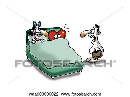 Drawing - drawing, humorous, humour, deceit, unfaithful. Fotosearch
