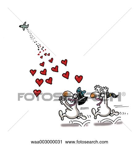 Clip Art - drawing, humorous, humour, desire, desire, admiratrices. Fotosearch