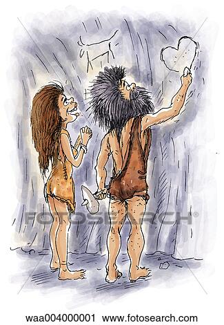 drawing, humorous, humour, prehistoric, prehistory, understanding, duo View Large Illustration Clip Art - drawing, humorous, humour, prehistoric, prehistory, understanding, duo. Fotosearch