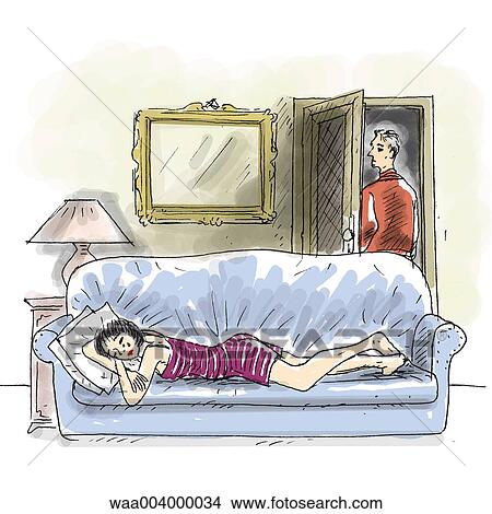 drawing, living, rooms, settee, settees, living, room View Large Illustration Stock Illustration - drawing, living, rooms, settee, settees, living, room. Fotosearch