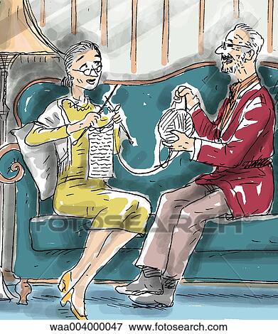 Stock Illustration - drawing, pastime, living, rooms, settee, settees, living. Fotosearch