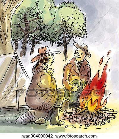 Drawing - drawing, understanding, duo, leisure, heat, tents. Fotosearch