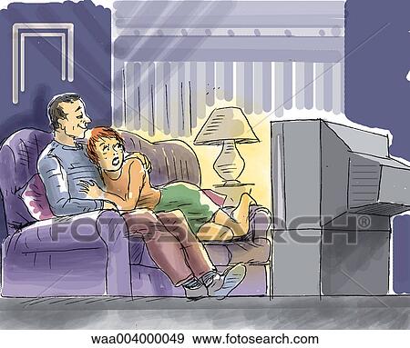 Stock Illustration - drawing, understanding, living, rooms, settee, settees, living. Fotosearch