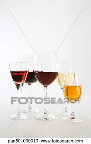 Assorted wines in glasses View Large Photo Image Stock Photo - Assorted wines in glasses. Fotosearch