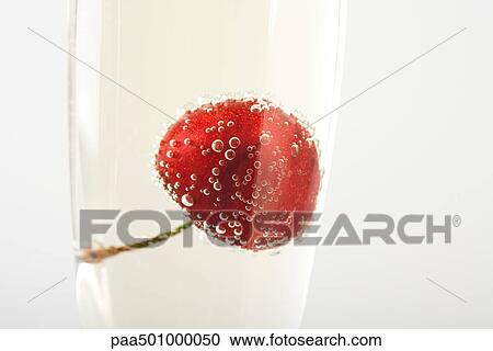 Cherry floating in glass of champagne, close-up View Large Photo Image Stock Image - Cherry floating in glass of champagne, close-up. Fotosearch