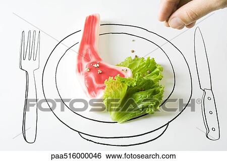 Hand sprinkling peppercorns on plastic steak View Large Photo Image Stock Photograph - Hand sprinkling peppercorns on plastic steak. Fotosearch