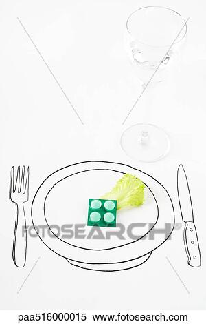 Pills and single leaf of lettuce on drawing of plate View Large Photo Image Stock Photography - Pills and single leaf of lettuce on drawing of plate. Fotosearch