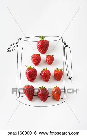 Stock Photograph - Ripe strawberries in drawing of a jar. Fotosearch