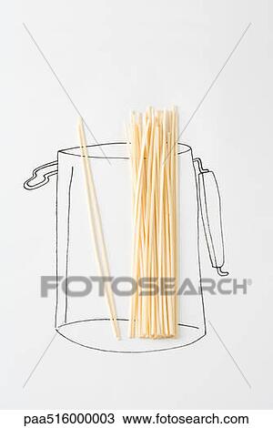 Uncooked pasta in drawing of canister View Large Photo Image Stock Image - Uncooked pasta in drawing of canister. Fotosearch