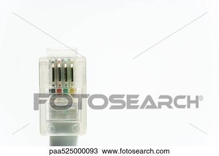 Stock Image - Telephone plug, close-up. Fotosearch