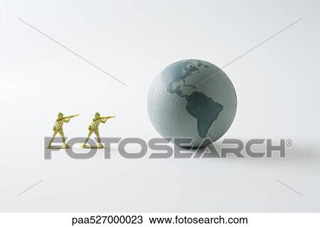 Toy soldiers aiming guns at the Earth View Large Photo Image Stock Image - Toy soldiers aiming guns at the Earth. Fotosearch