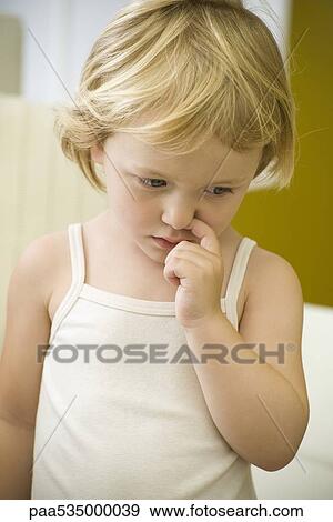 Little girl picking nose View Large Photo Image Stock Photo - Little girl picking nose. Fotosearch