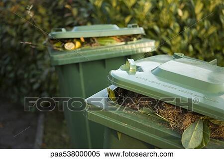 Stock Photography - Garbage cans filled with compost. Fotosearch