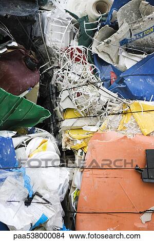 Garbage flattened into bales, full frame View Large Photo Image Picture - Garbage flattened into bales, full frame. Fotosearch