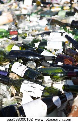 Stock Image - Glass bottles, full frame. Fotosearch