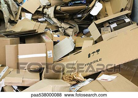 Stock Photo - Heap of flattened cardboard boxes. Fotosearch